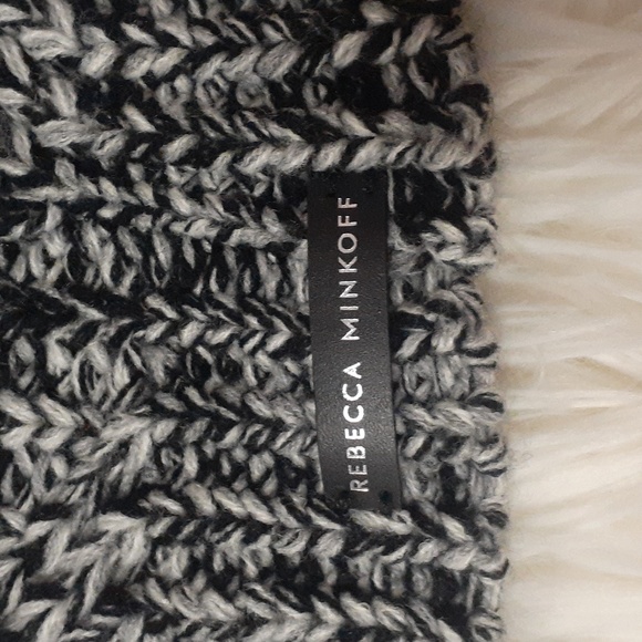Rebecca Minkoff Grey Black White Pom Pom Beanie - Picture 2 of 6